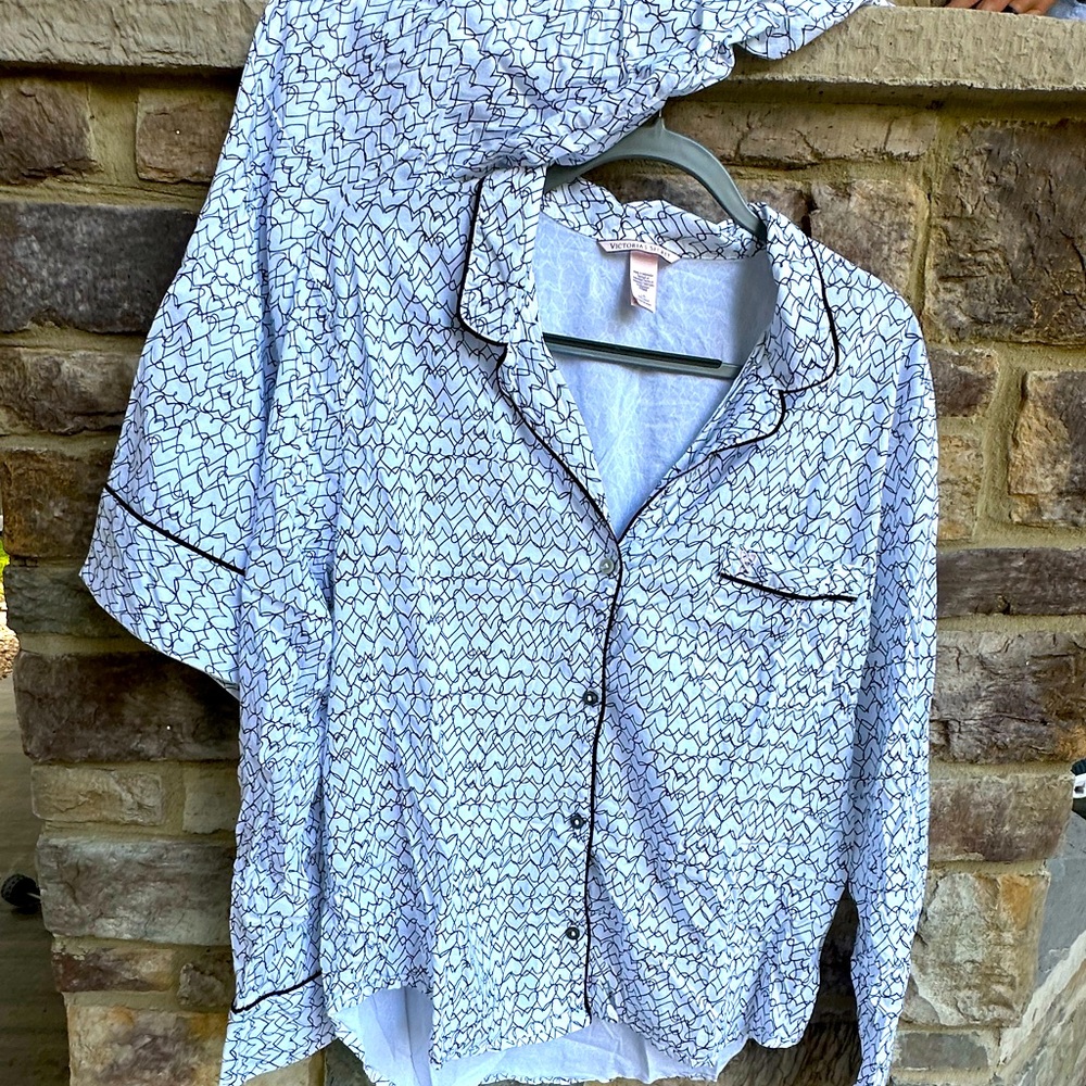 Victorias Secret PJ set, size Large Long.  Button up top and elastic long pants